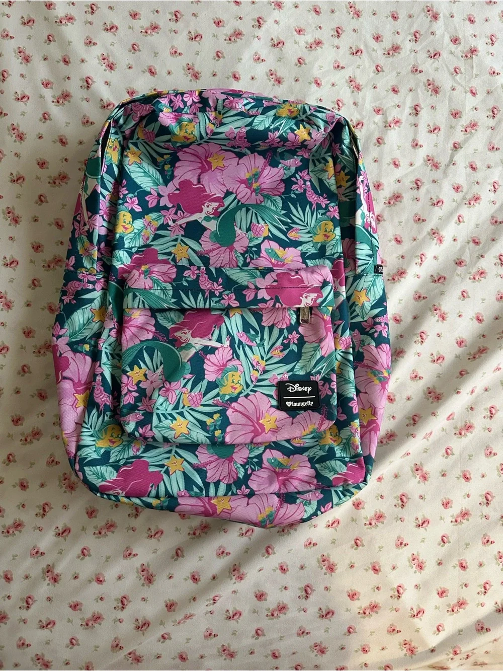 Never Used Disney Loungefly Backpack Bag - Ariel And Flounder Hibiscus